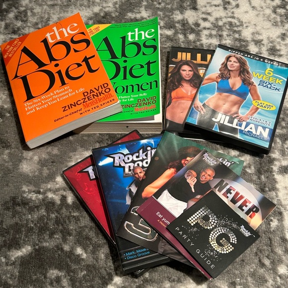 Fitness Pack - Abs Diet Books, Jillian Michaels/Shaun T. Workout DVDs - Picture 1 of 6